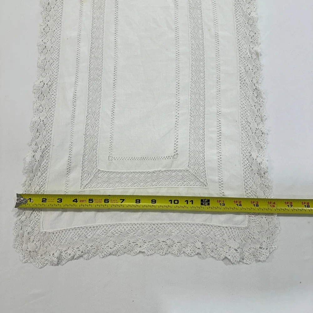 Vintage Crochet Lace Table Runner 52x17 White‎ Openwork